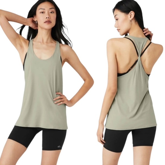 NWT ALO Yoga Don't Get It Twisted Tank in Limestone Size L - Picture 1 of 13